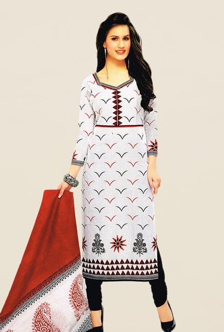 Salwar Studio White & Black Floral Print Dress Material Salwar Studio White & Black Floral Print Dress Material