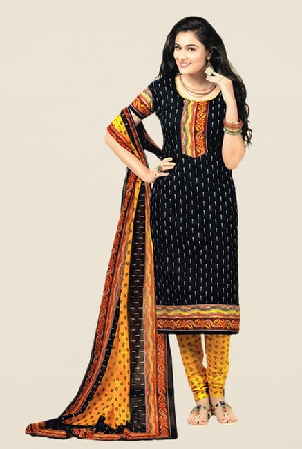 Salwar Studio Black & Yellow Printed Dress Material Salwar Studio Black & Yellow Printed Dress Material