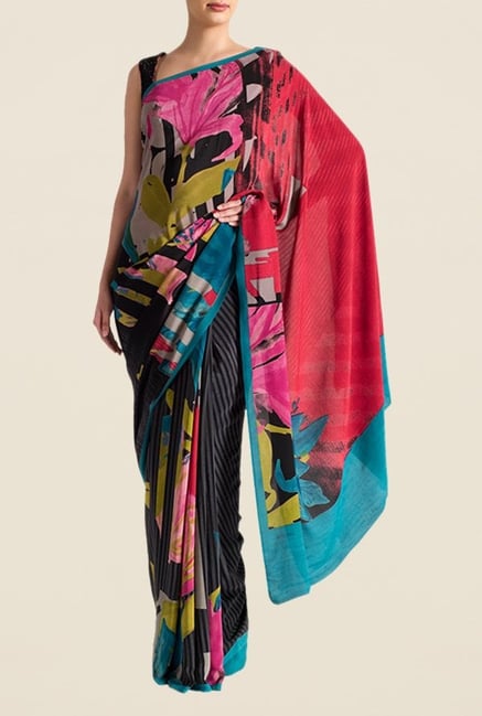 Satya Paul Black Super Georgette Saree Satya Paul Black Super Georgette Saree