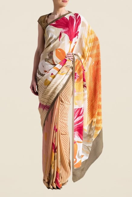 Satya Paul Brown Super Georgette Saree Satya Paul Brown Super Georgette Saree