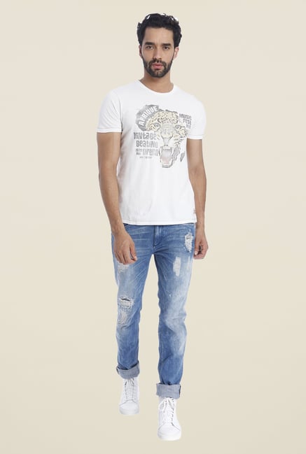 Jack & Jones White Graphic Print Cotton T Shirt Jack & Jones White Graphic Print Cotton T Shirt