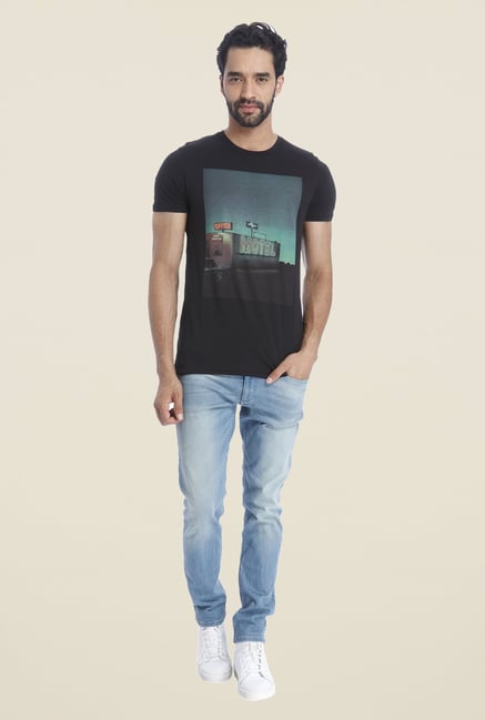Jack & Jones Black Graphic Print Short Sleeves T Shirt Jack & Jones Black Graphic Print Short Sleeves T Shirt