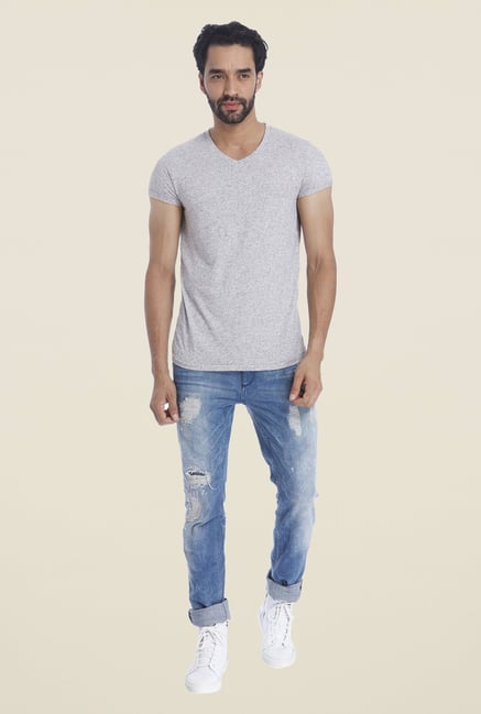 Jack & Jones Grey Solid T Shirt Jack & Jones Grey Solid T Shirt
