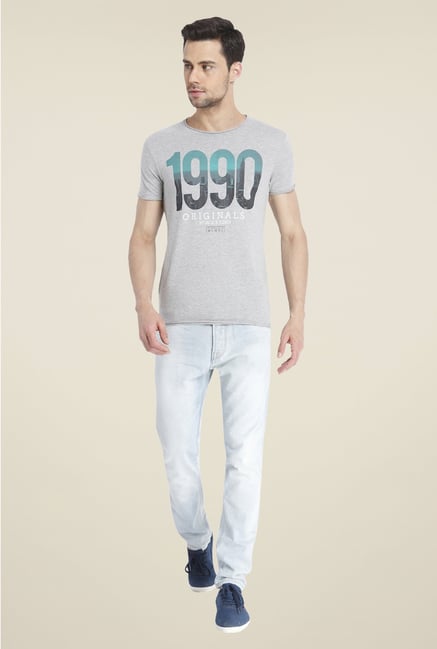 Jack & Jones Grey Graphic Print T Shirt Jack & Jones Grey Graphic Print T Shirt