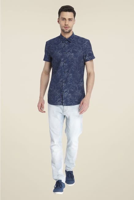 Jack & Jones Navy Printed Shirt Jack & Jones Navy Printed Shirt