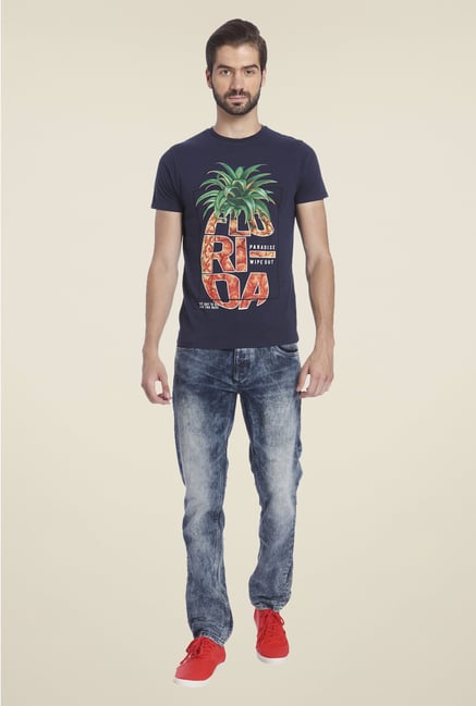 Jack & Jones Navy Graphic Print Short Sleeve T Shirt Jack & Jones Navy Graphic Print Short Sleeve T Shirt