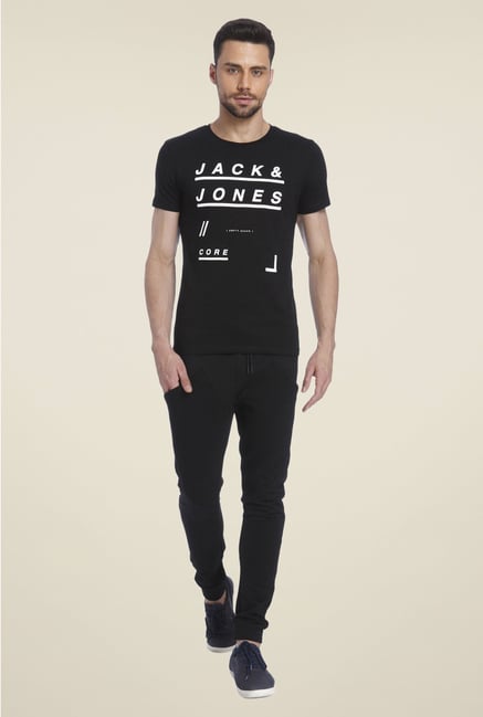 Jack & Jones Black Graphic Print Short Sleeves T Shirt Jack & Jones Black Graphic Print Short Sleeves T Shirt