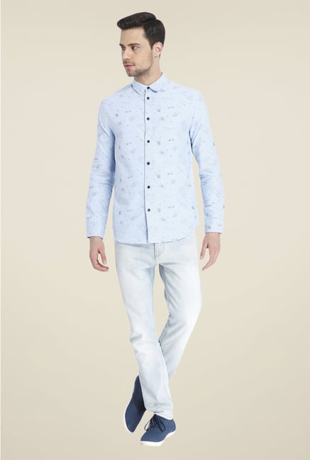 Jack & Jones Sky Blue Printed Shirt Jack & Jones Sky Blue Printed Shirt