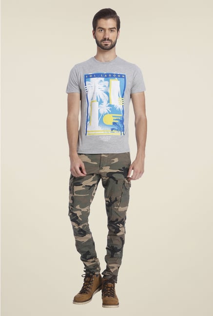 Jack & Jones Grey Graphic Print Crew Neck T Shirt Jack & Jones Grey Graphic Print Crew Neck T Shirt