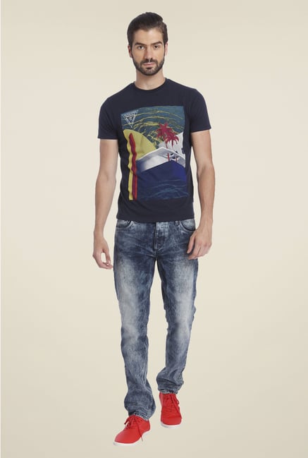 Jack & Jones Navy Graphic Print T Shirt Jack & Jones Navy Graphic Print T Shirt