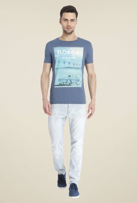 Jack & Jones Blue Graphic Print T Shirt Jack & Jones Blue Graphic Print T Shirt