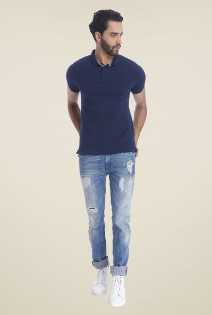 Jack & Jones Navy Solid T Shirt Jack & Jones Navy Solid T Shirt