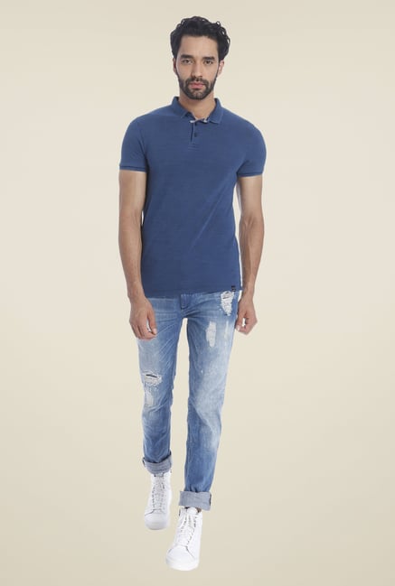 Jack & Jones Dark Blue Solid T Shirt Jack & Jones Dark Blue Solid T Shirt