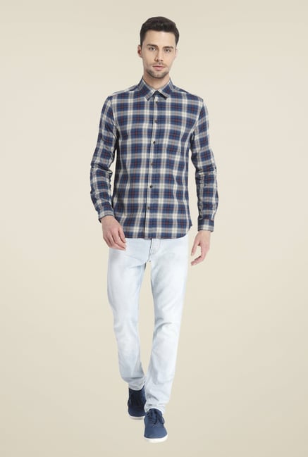 Jack & Jones Navy Checks Shirt Jack & Jones Navy Checks Shirt