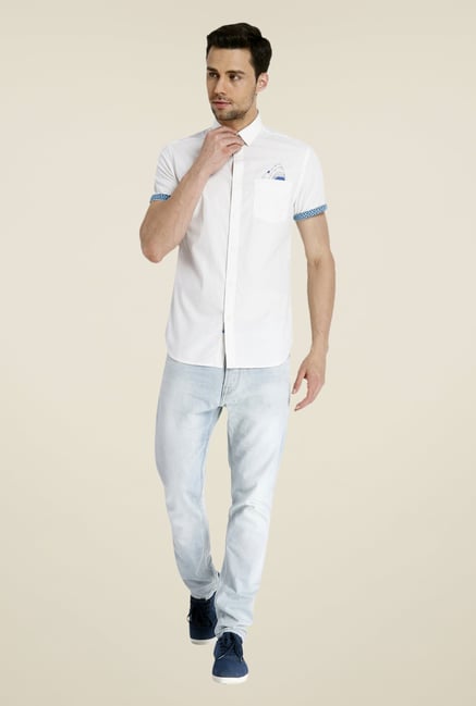 Jack & Jones Cream Solid Shirt Jack & Jones Cream Solid Shirt