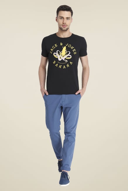 Jack & Jones Black Graphic Print Cotton T Shirt Jack & Jones Black Graphic Print Cotton T Shirt
