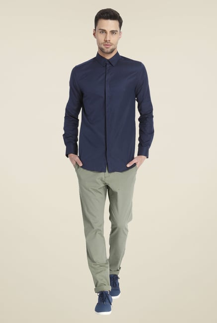 Jack & Jones Navy Solid Shirt Jack & Jones Navy Solid Shirt