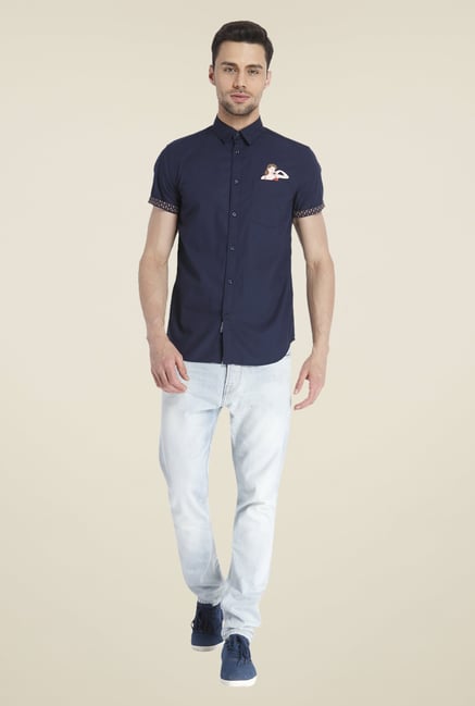 Jack & Jones Navy Solid Shirt Jack & Jones Navy Solid Shirt