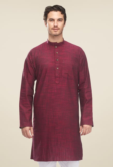 Manyavar Wine Textured Kurta Manyavar Wine Textured Kurta