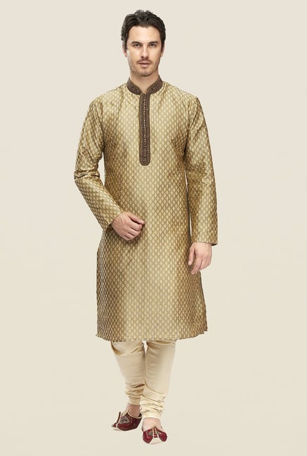 Manyavar Brown Printed Kurta & Chudidar Set Manyavar Brown Printed Kurta & Chudidar Set