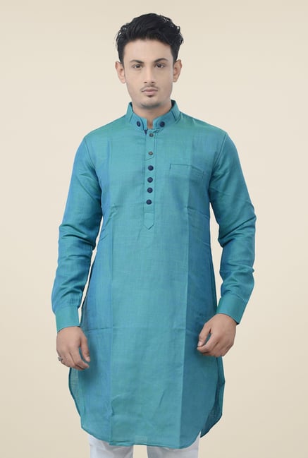 Manyavar Turquoise Solid Kurta Manyavar Turquoise Solid Kurta
