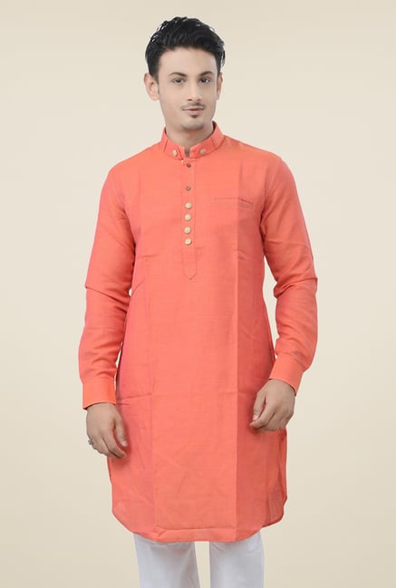 Manyavar Coral Solid Kurta Manyavar Coral Solid Kurta