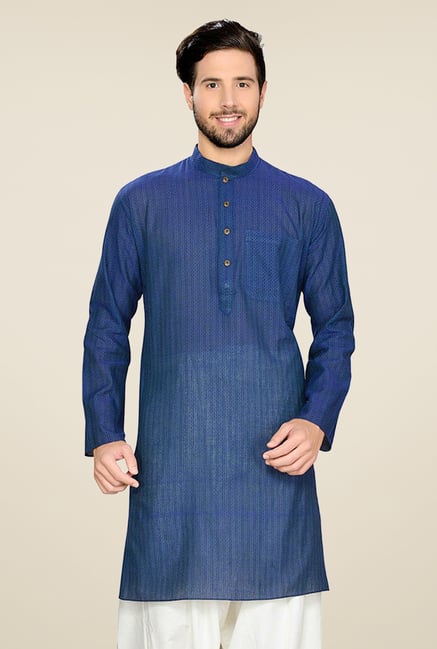 Manyavar Blue Printed Kurta Manyavar Blue Printed Kurta