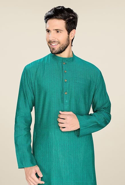 Manyavar Green Printed Kurta Manyavar Green Printed Kurta