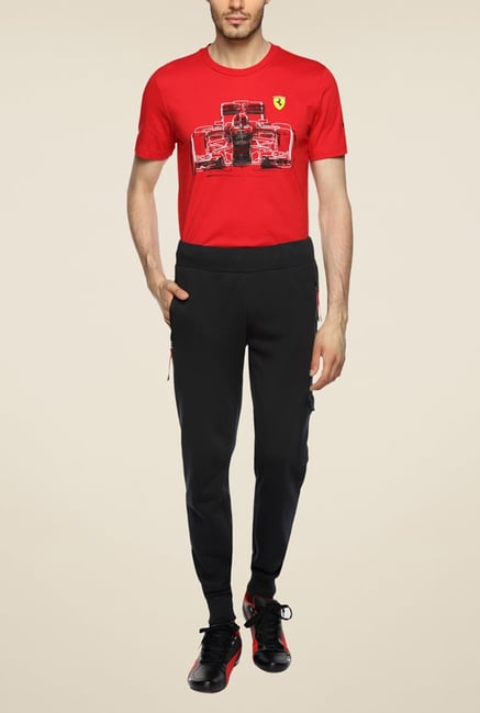 Puma Ferrari Black Solid Trackpant Puma Ferrari Black Solid Trackpant