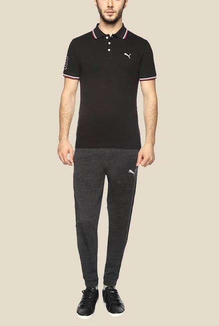 Puma EARL Black Solid Polo T Shirt Puma EARL Black Solid Polo T Shirt