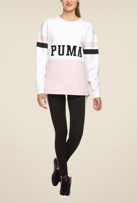 Puma White Solid Sweatshirt Puma White Solid Sweatshirt