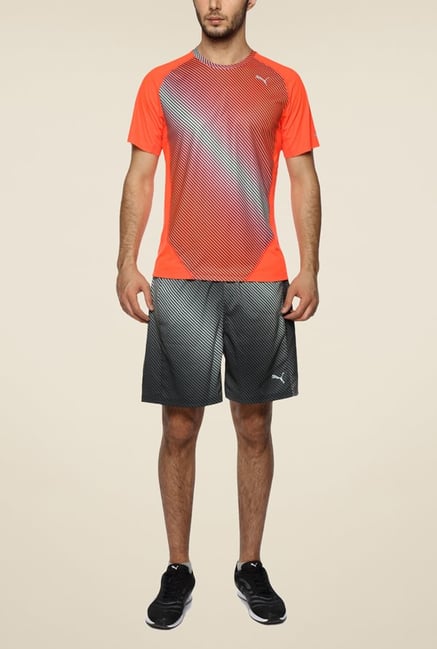 Puma Orange Striped T Shirt Puma Orange Striped T Shirt