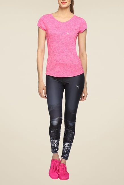 Puma Heather Cat Pink Textured T Shirt Puma Heather Cat Pink Textured T Shirt