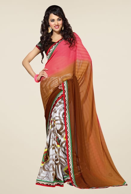 Triveni Multicolor Printed Faux Georgette Dry Clean Saree Triveni Multicolor Printed Faux Georgette Dry Clean Saree