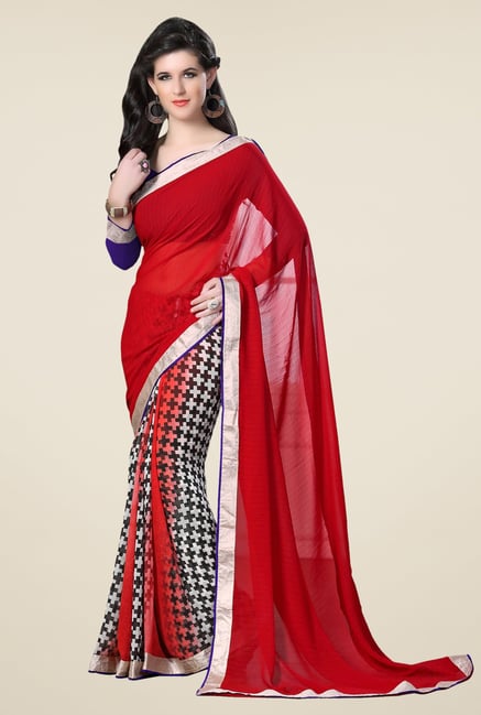Triveni Multicolor Printed Faux Georgette Free Size Saree Triveni Multicolor Printed Faux Georgette Free Size Saree