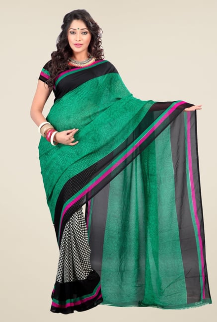 Triveni Multicolor Floral Faux Georgette Dry Clean Saree Triveni Multicolor Floral Faux Georgette Dry Clean Saree