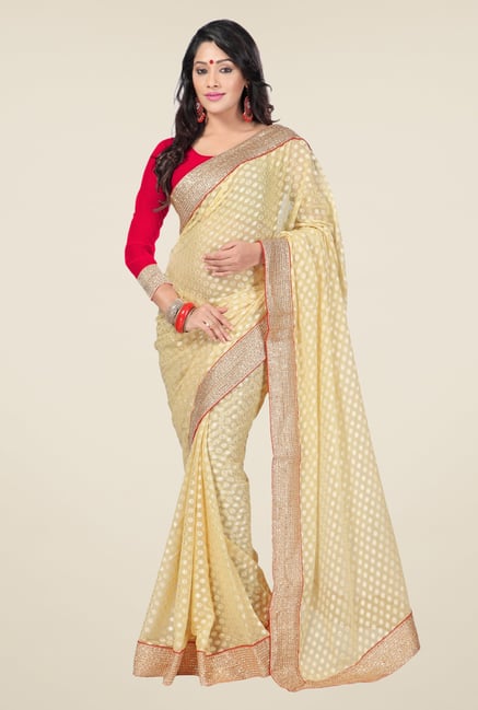 Triveni Beige Printed Faux Georgette Saree Triveni Beige Printed Faux Georgette Saree