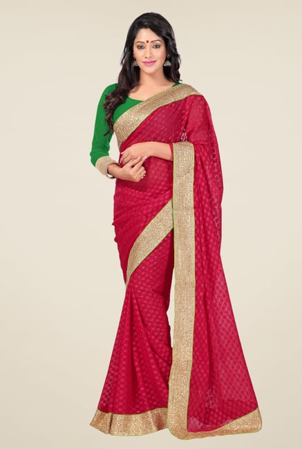 Triveni Pink Printed Faux Georgette Saree Triveni Pink Printed Faux Georgette Saree