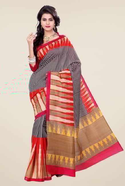 Triveni Multicolor Checks Art Silk Saree Triveni Multicolor Checks Art Silk Saree