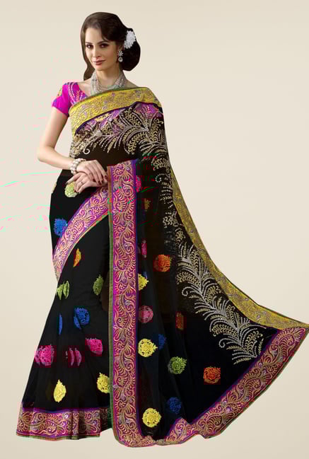Triveni Black Embroidered Net Saree Triveni Black Embroidered Net Saree