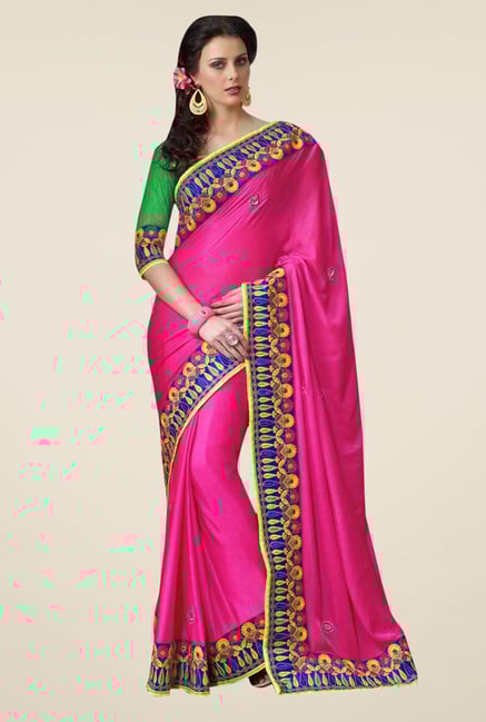 Triveni Magenta Embroidered Art Silk Saree Triveni Magenta Embroidered Art Silk Saree