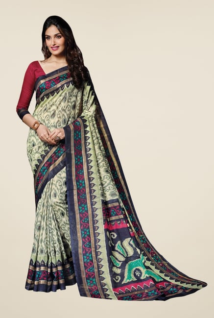 Triveni Multicolor Printed Bhagalpuri Silk Free Size Saree Triveni Multicolor Printed Bhagalpuri Silk Free Size Saree