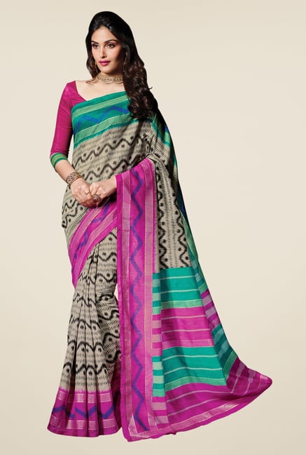 Triveni Multicolor Bhagalpuri Silk Printed Saree Triveni Multicolor Bhagalpuri Silk Printed Saree