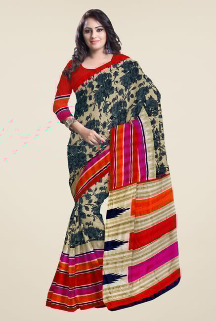Triveni Multicolor Floral Print Bhagalpuri Silk Saree Triveni Multicolor Floral Print Bhagalpuri Silk Saree