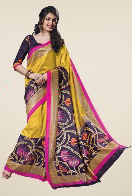Triveni Multicolor Printed Bhagalpuri Silk Saree Triveni Multicolor Printed Bhagalpuri Silk Saree
