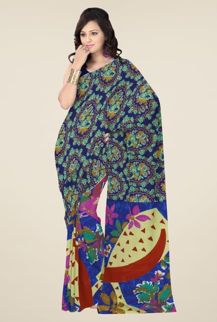 Triveni Multicolor Floral Faux Georgette Free Size Saree Triveni Multicolor Floral Faux Georgette Free Size Saree