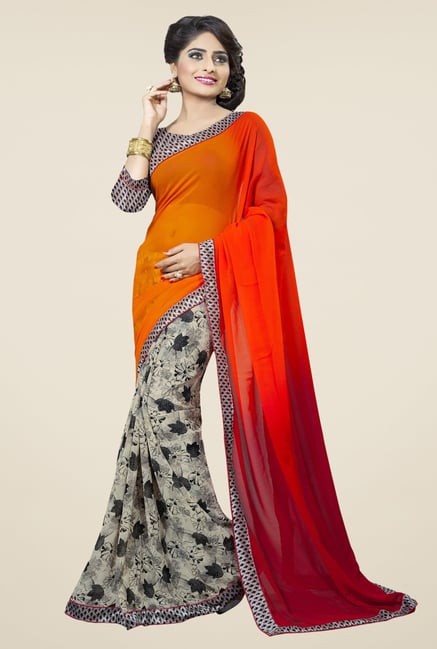 Triveni Multicolor Floral Print Dry Clean Saree Triveni Multicolor Floral Print Dry Clean Saree