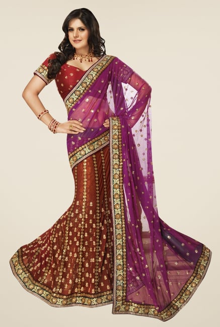 Triveni Multicolor Embroidered Net Georgette Lehenga Saree Triveni Multicolor Embroidered Net Georgette Lehenga Saree