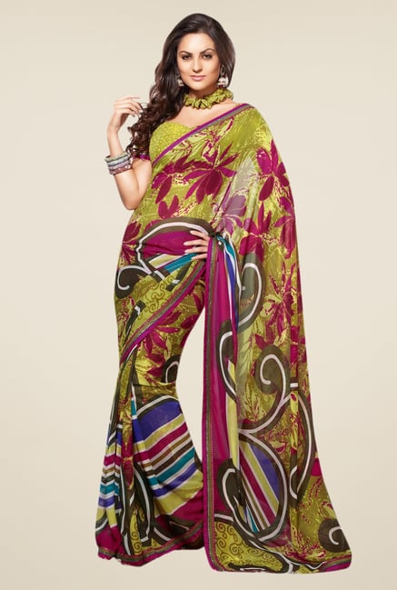 Triveni Multicolor Printed Faux Georgette Party Saree Triveni Multicolor Printed Faux Georgette Party Saree