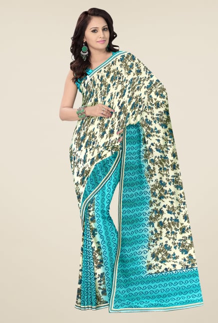 Triveni Multicolor Floral Print Free Size Saree Triveni Multicolor Floral Print Free Size Saree